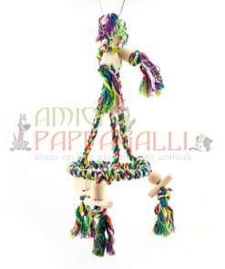 Gioco Altalena trespolo a cerchio in corda sisal – giocattolo per gabbie pappagalli