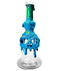 Urban Crew Blue Skull Bong in Argilla 22cm Realizzato a Mano