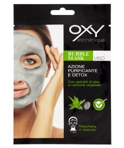 OXY ESTETIQUE BUBBLE MASK Maschera viso in tessuto purificante – estratti di aloe e carbone vegetale